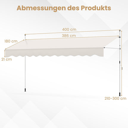 Retractable Balcony Awning, No-Drill, Adjustable Height, UV Protection