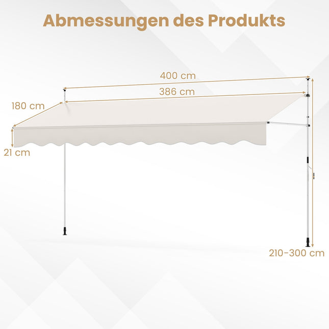 Retractable Balcony Awning, No-Drill, Adjustable Height, UV Protection