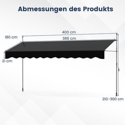 Retractable Balcony Awning, No-Drill, Adjustable Height, UV Protection