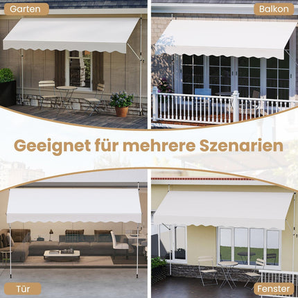 Retractable Balcony Awning, No-Drill, Adjustable Height, UV Protection