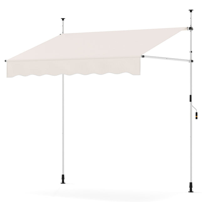 Retractable Balcony Awning, No-Drill, UV Resistant, 200 cm