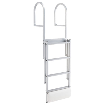 Retractable Dock Ladder, 4-Step Aluminum, 500 lb, Non-Slip Steps