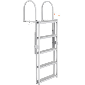 Retractable Dock Ladder, 5-Step Aluminum, 350 Lb Load