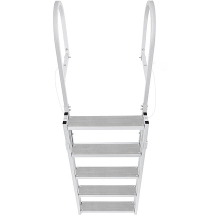 Retractable Dock Ladder, 5-Step Aluminum, 350 Lb Load