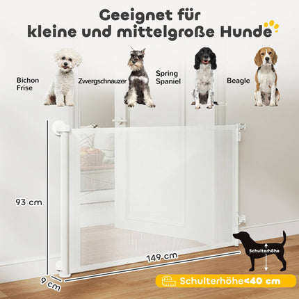 Retractable Dog Gate, 140 cm, Easy One-Hand Operation