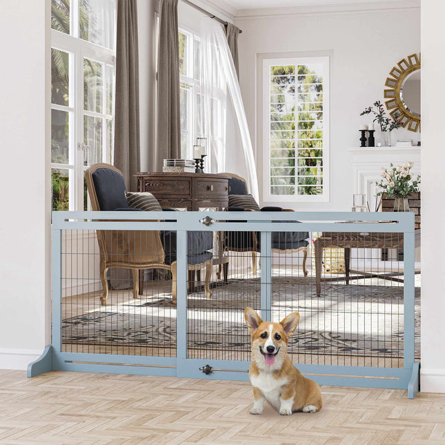 Retractable Dog Gate, Wood and Steel, 180 cm Wide