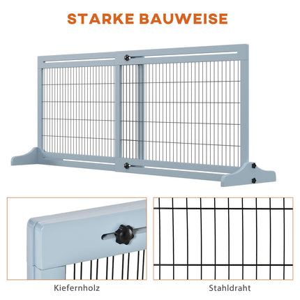 Retractable Dog Gate, Wood and Steel, 180 cm Wide