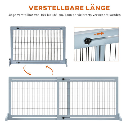 Retractable Dog Gate, Wood and Steel, 180 cm Wide