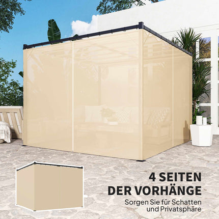 Retractable Freestanding Patio Canopy, Metal Frame, Beige