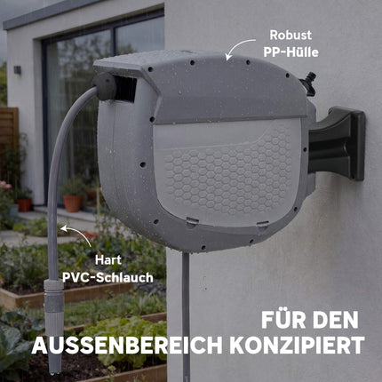 Retractable Garden Hose Reel with Wall Mount, 20m Hose
