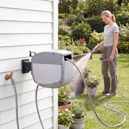 Retractable Garden Hose Reel with Wall Mount, 30m Length