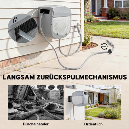 Retractable Garden Hose Reel with Wall Mount, 30m Length