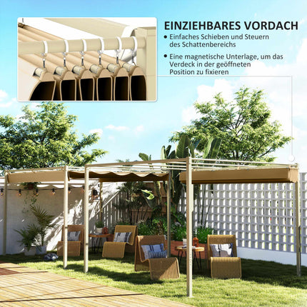 Retractable Garden Pergola, 3x3m, Khaki, UPF30+ Roof