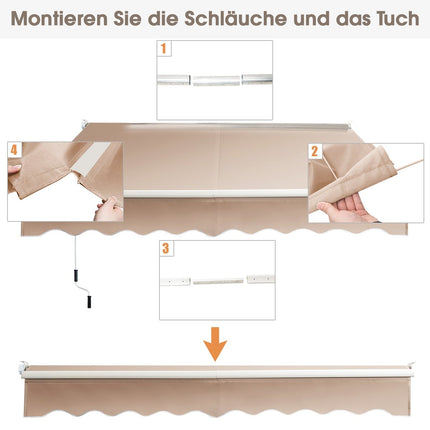 Retractable Outdoor Awning, Water-Resistant Polyester, 295x250 cm, Beige