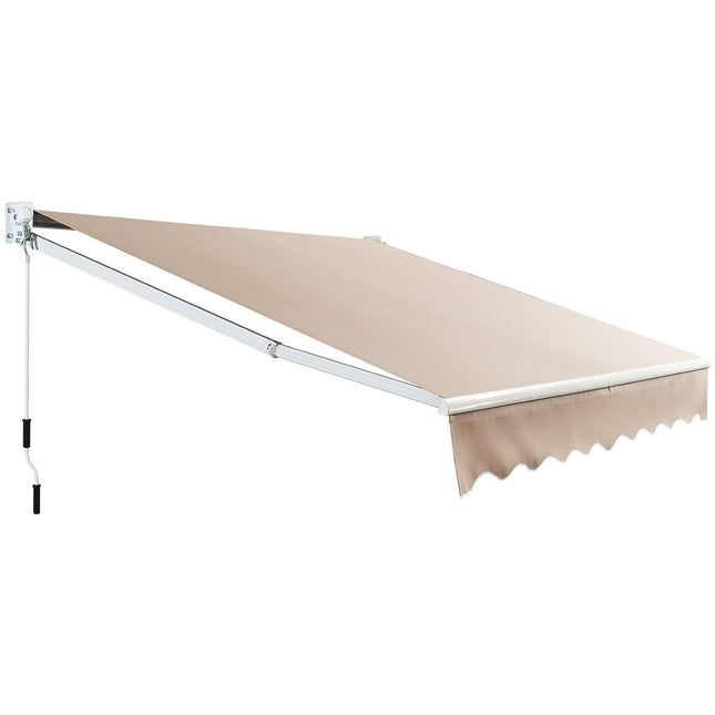 Retractable Outdoor Awning, Water-Resistant Polyester, 295x250 cm, Beige