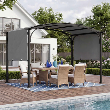 Retractable Outdoor Pergola, 305x242 cm, Grey Fabric