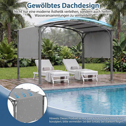 Retractable Outdoor Pergola, 305x242 cm, Grey Fabric