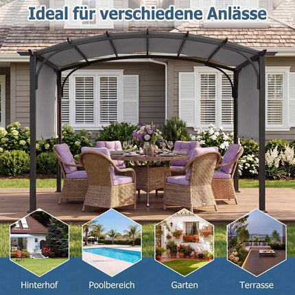 Retractable Outdoor Pergola, 305x242 cm, Grey Fabric