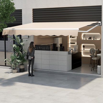 Retractable Patio Awning, 400x250 cm, Beige, Sun Protection