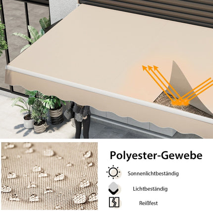 Retractable Patio Awning, 400x250 cm, Beige, Sun Protection