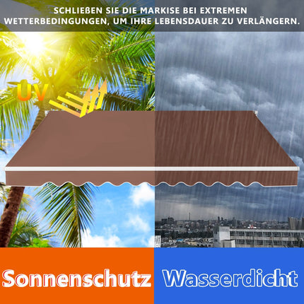 Retractable Patio Awning, 400x250 cm, Brown, UV Protection