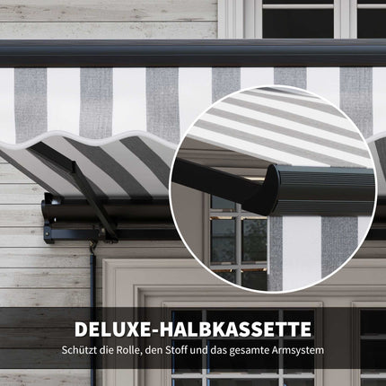 Retractable Patio Awning, Weatherproof, 350x250 cm, Gray/White