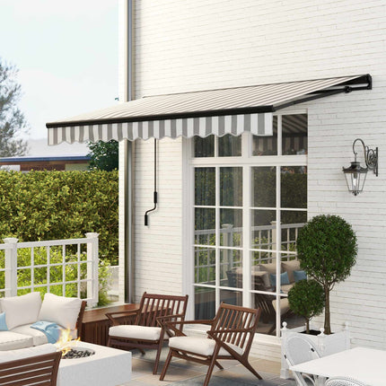 Retractable Patio Awning, Weatherproof, 350x250 cm, Gray/White