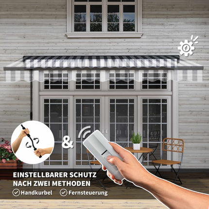 Retractable Patio Awning, Weatherproof, 395 x 250 cm, Gray/White