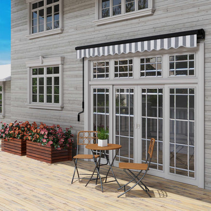 Retractable Patio Awning, Weatherproof, 395 x 250 cm, Gray/White