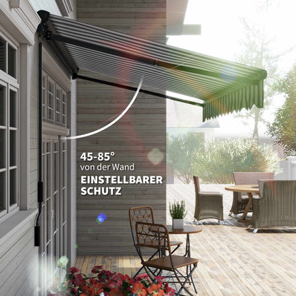 Retractable Patio Awning, Weatherproof, 395 x 250 cm, Gray/White
