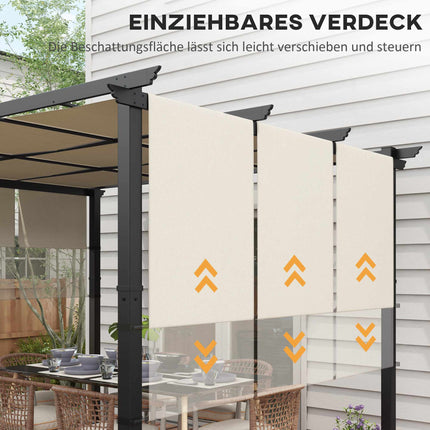 Retractable Pergola 3x3.5m, Steel Frame, UV Protection
