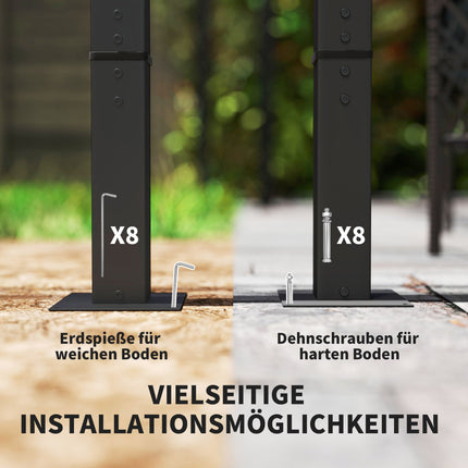 Retractable Pergola 3x3m, Metal Frame, UPF30+ Canopy