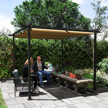 Retractable Pergola 3x3m, Metal Frame, UPF30+ Canopy
