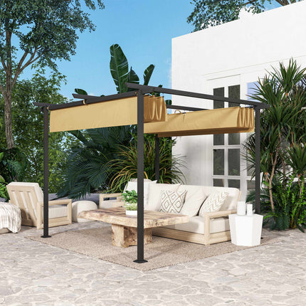 Retractable Pergola 3x3m, Metal Frame, UPF30+ Canopy