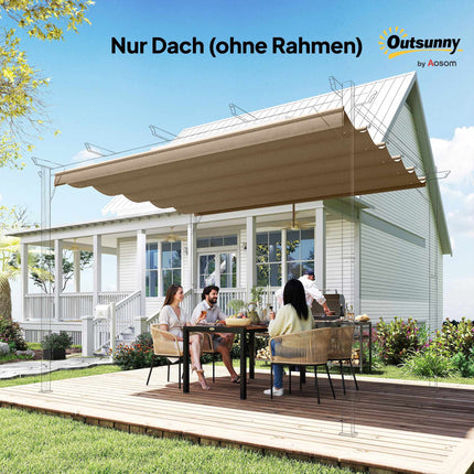 Retractable Pergola Canopy 3x3m, Brown, Polyester