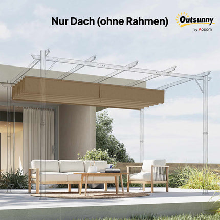 Retractable Pergola Canopy 3x3m, Brown, Polyester