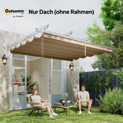 Retractable Pergola Canopy 3x3m, Brown, Polyester