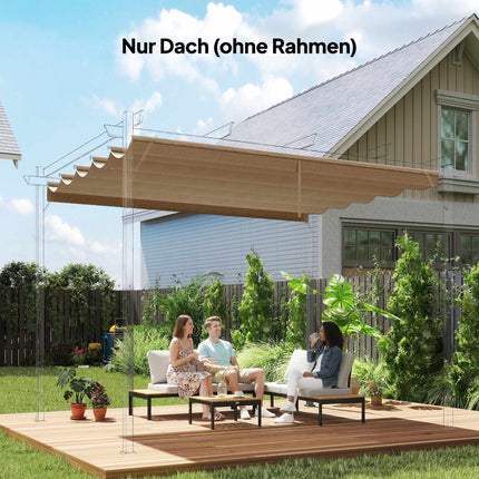 Retractable Pergola Canopy 3x3m, Brown, Polyester
