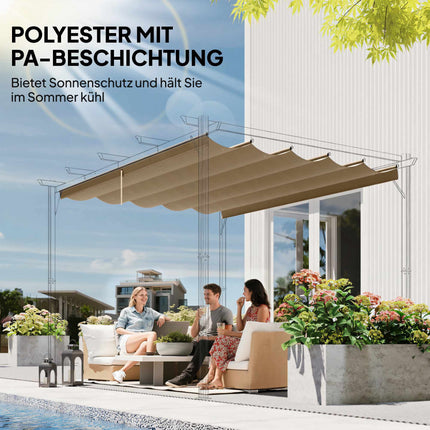 Retractable Pergola Canopy 3x3m, Brown, Polyester