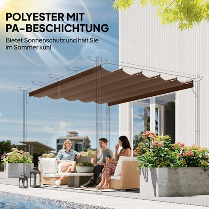 Retractable Pergola Canopy 3x3m, Weatherproof, Coffee