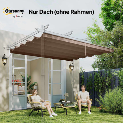 Retractable Pergola Canopy 3x3m, Weatherproof, Coffee