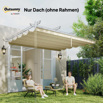 Retractable Pergola Canopy 4x3m, Cream, Weatherproof