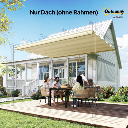 Retractable Pergola Canopy 4x3m, Cream, Weatherproof