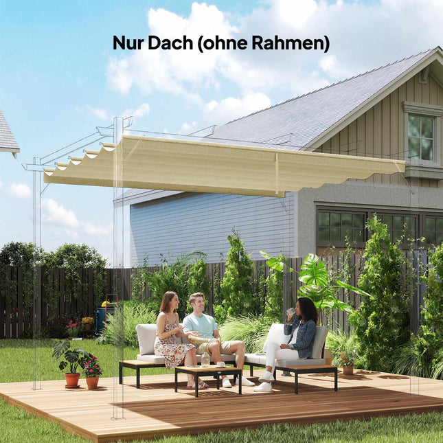 Retractable Pergola Canopy 4x3m, Cream, Weatherproof