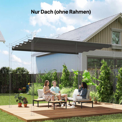 Retractable Pergola Canopy 4x3m, Weatherproof, Light Grey