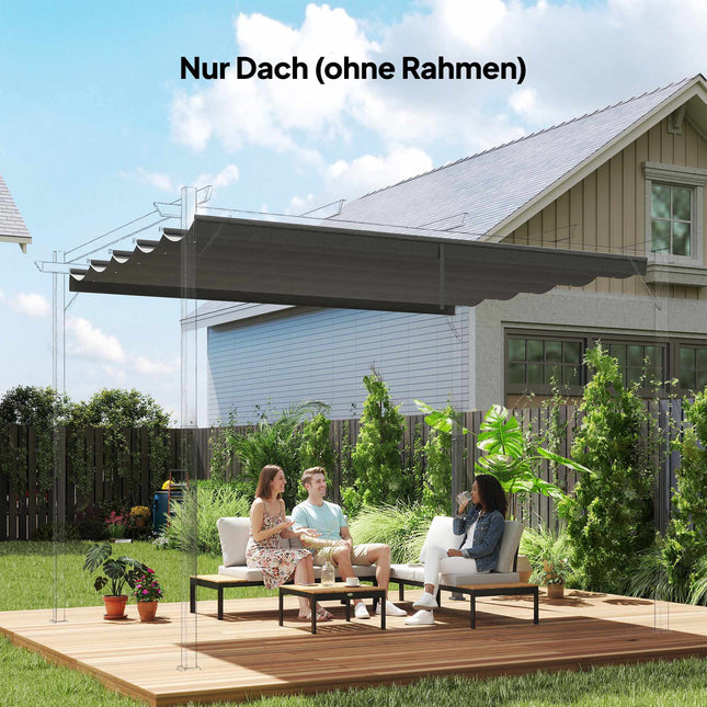 Retractable Pergola Canopy 4x3m, Weatherproof, Light Grey