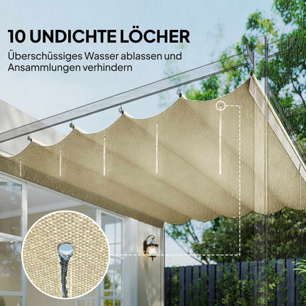 Retractable Pergola Replacement Canopy 3x3m, Cream, Polyester