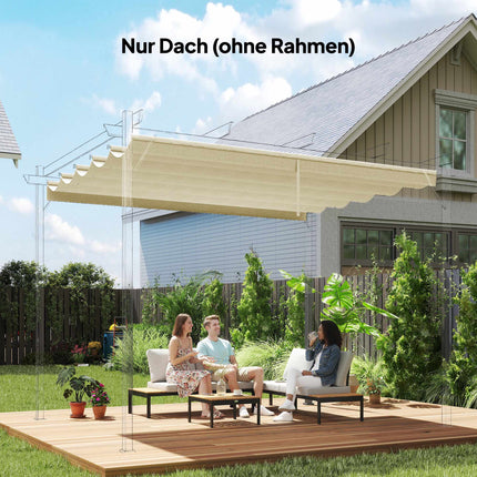 Retractable Pergola Replacement Canopy 3x3m, Cream, Polyester