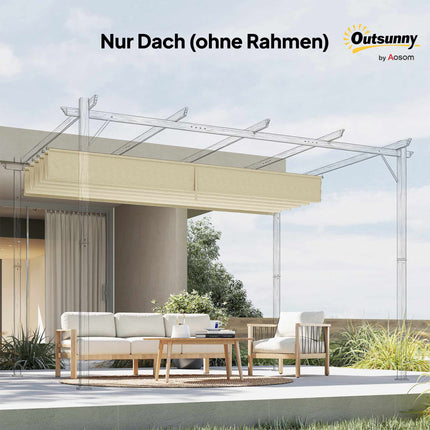 Retractable Pergola Replacement Canopy 3x3m, Cream, Polyester
