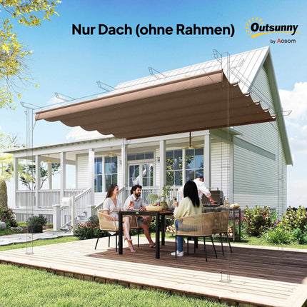 Retractable Pergola Replacement Canopy, 4x3m, Coffee, Polyester